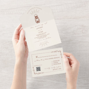 Rustikale Terrakotta-Laterne RSVP Hochzeit All In One Einladung