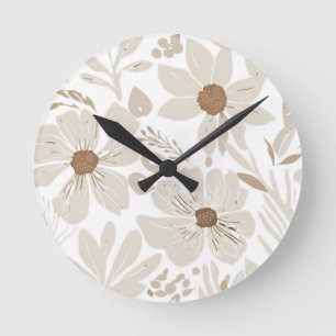Rustikale Terrakotta-Wildblumen-Boho-Eclectic-Desi Runde Wanduhr