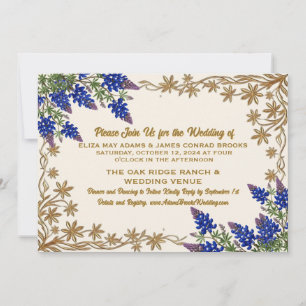 Rustikale Texas Blaue Böser-Blick-Hochzeitseinladu Save The Date
