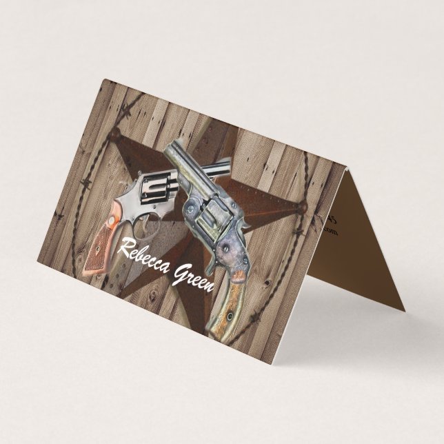 rustikale Texas Star Cowboy Western Pistolen Visitenkarten (Vorderseite)