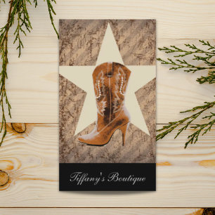 Rustikale Texas Star Western Country Cowgirl Boot Visitenkarte