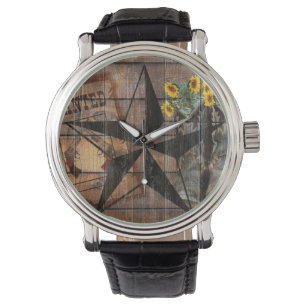Rustikale Texas Star Western Pistol Cowboy Boots Armbanduhr