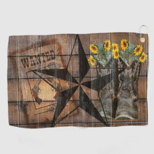 Rustikale Texas Star Western Pistol Cowboy Boots Golfhandtuch