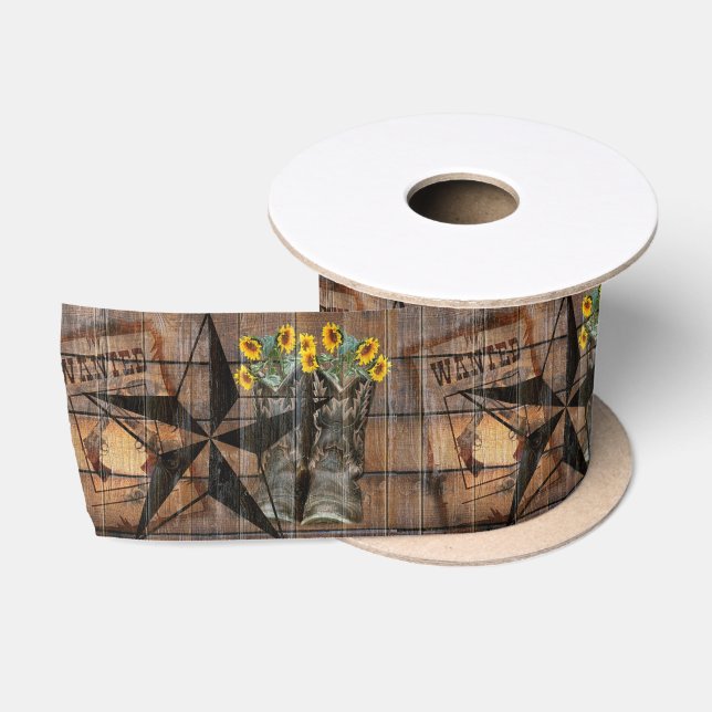 Rustikale Texas Star Western Pistol Cowboy Boots Satinband (Spule)