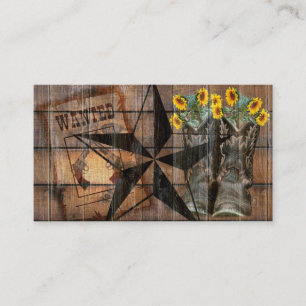 Rustikale Texas Star Western Pistol Cowboy Boots Visitenkarte