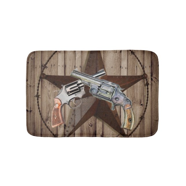 rustikale Texas Stars Cowboy Pistolen Western Land Badematte (Vorderseite)