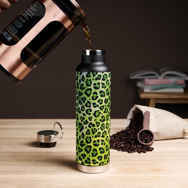 Rustikale Textilien Leopard drucken grün Trinkflasche (Kaffee)