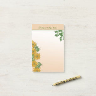 Rustikale Textur Goldene Blumen und Blätter Kunstw Post-it Klebezettel