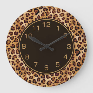 Rustikale Textur Leopard Print Große Wanduhr