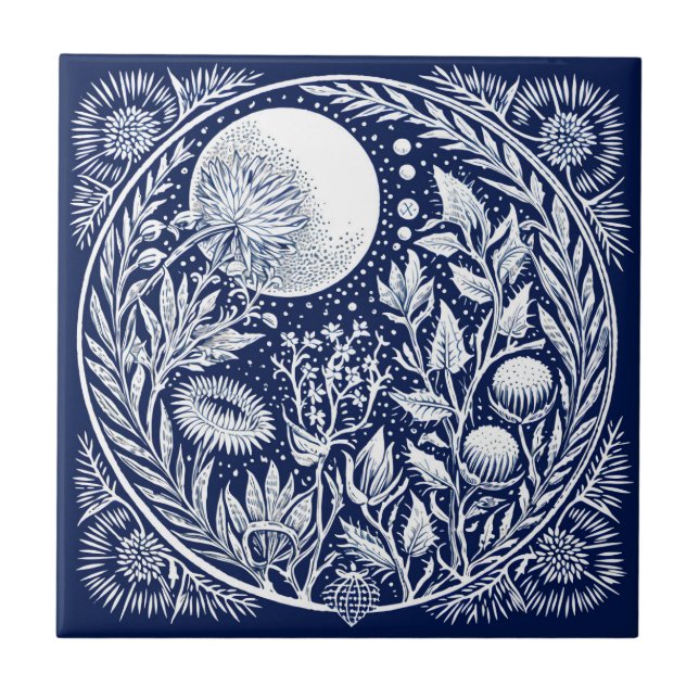 Rustikale Thistle Moon Keramik Fliese (Vorderseite)