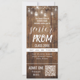 Rustikale Ticket-Party Einladung für Senior Prom
