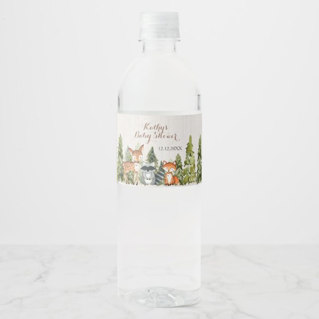 Rustikale Tiere Wood White Floral Baby Dusche (Vorderseite)