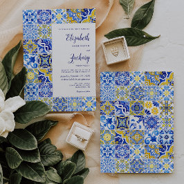 Rustikale Tile-Gelbe Hochzeit Einladung