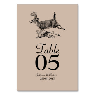 Rustikale Tischkarte für den Hirschwald Tischnummer