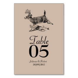 Rustikale Tischkarte für den Hirschwald Tischnummer