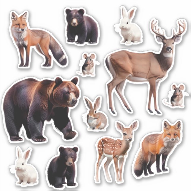 Rustikale Tone Aquarellfarbe Tierische Vinyl-Aufkl Aufkleber (Vorderseite)