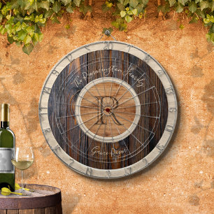 Rustikale Tone Monogramm braun und Tan Dartscheibe