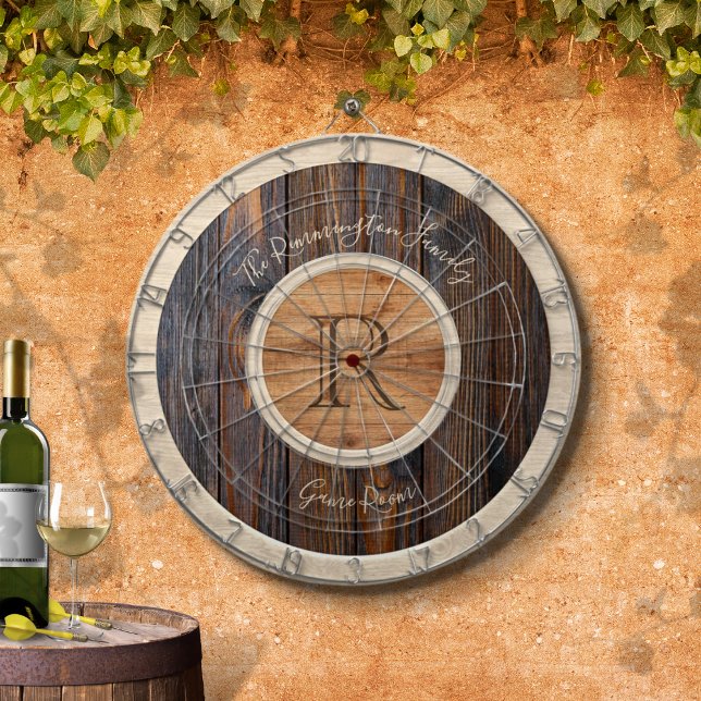 Rustikale Tone Monogramm braun und Tan Dartscheibe (Von Creator hochgeladen)