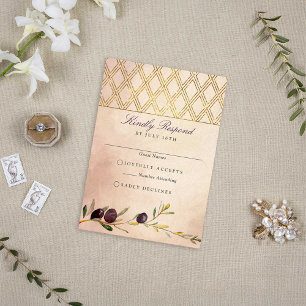 Rustikale toskanische Olivenzweige Hochzeiten RSVP Karte