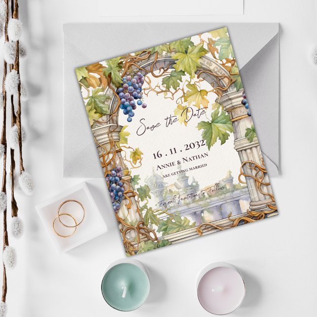 Rustikale Trauben im Weinberg Hochzeit retten Datu (Rustic Grapevine Vineyard Wedding Save the Date Invitation )