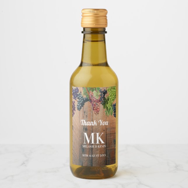 Rustikale Trauben- und Traubenmonographie Weinetikett (Vorderseite)