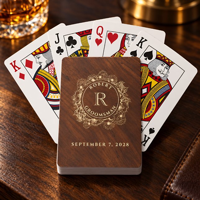 Rustikale Trauzeugen-Monogramm Spielkarten (Von Creator hochgeladen)