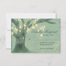 Rustikale Tree Mason Jar Lights Wedding RSVP Card