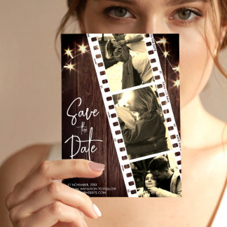 Rustikale trendige Foto Booth Save-the-Date-Einlad Save The Date