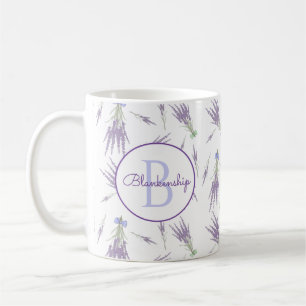 Rustikale trockene Lavendel Blume Bündel Monogramm Kaffeetasse