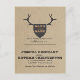 Rustikale Trophy Grau Save the Date Ankündigungspostkarte