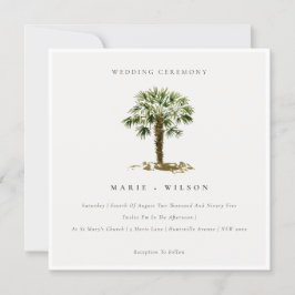 Rustikale Tropical Beach Palm Trees Hochzeit einla Dankeskarte