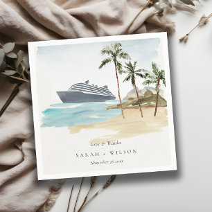 Rustikale Tropical Seascape Beach Cruise Palm Wedg Serviette