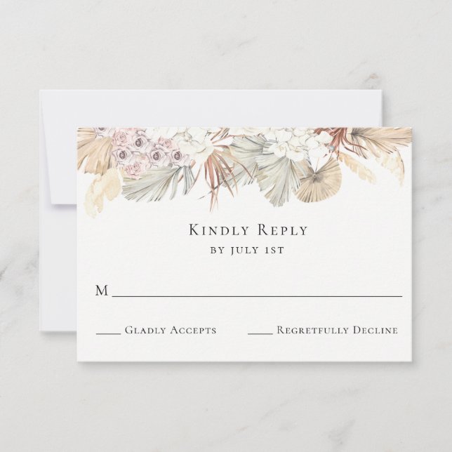 Rustikale tropische Hochzeitkarte RSVP Karte (Vorderseite)