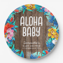 Rustikale tropische Palme Blätter Aloha Babydusche Pappteller