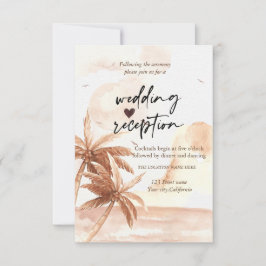 Rustikale tropische Palmen Hochzeitsempfang Einladung