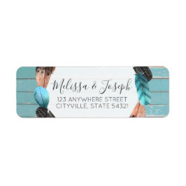 Rustikale türkisfarbene Holzfeather Boho Rücksende