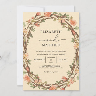 Rustikale Twig Blossom Rahmen Wedding Einladung