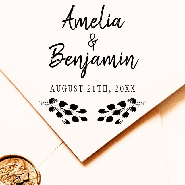 Rustikale Twigs Typografie Brauträubernamen Hochze Gummistempel (Von Creator hochgeladen)