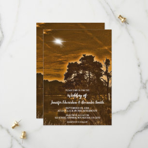 Rustikale Twinkle-Licht-Land-Hochzeitseinladung Save The Date