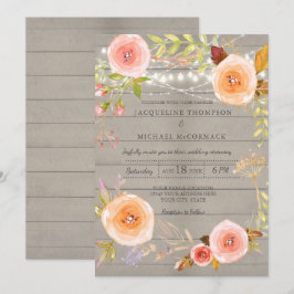 Rustikale Twinkle Lights Hochzeit Blumenreath Einladung