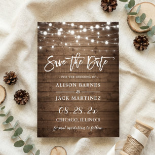 Rustikale Twinkle Lights Wedding Save the Date Mag Magnetkarte