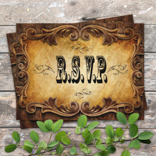 rustikale Typografie Western Land Hochzeit uAwg Einladungspostkarte