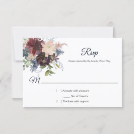 Rustikale UAWG der Marine Burgund Gold Aquarell RSVP Karte