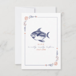 Rustikale UAWG Red & Blue Beach Wedding RSVP Karte