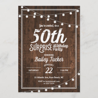 Rustikale Überraschungs-50. Geburtstags-Party Einladung