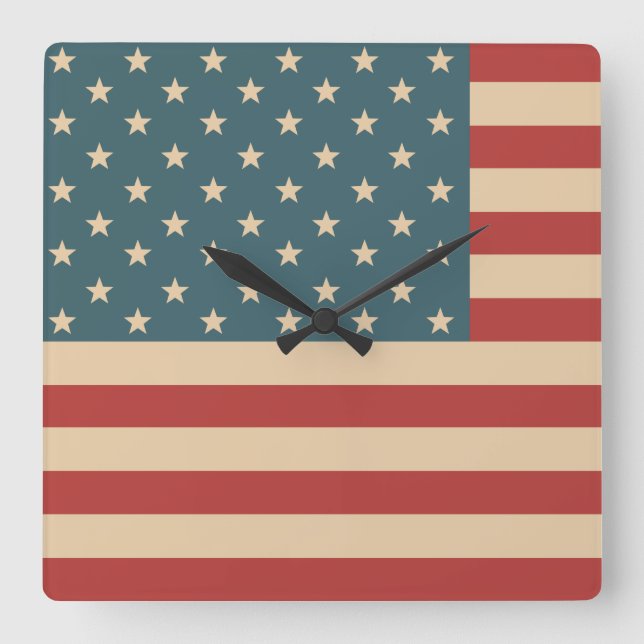 Rustikale Uhr der amerikanischen Flaggenmauer (Vorderseite)