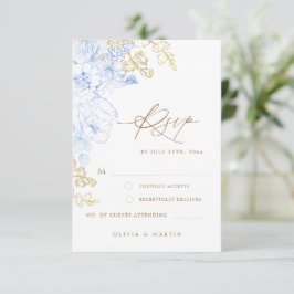 Rustikale und elegante Blumenzwiebelgoldverheiratu RSVP Karte