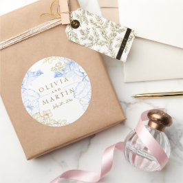Rustikale und elegante Florals Rose Gold Wedding Runder Aufkleber