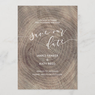 Rustikale und elegante Holzkarte Save the Date