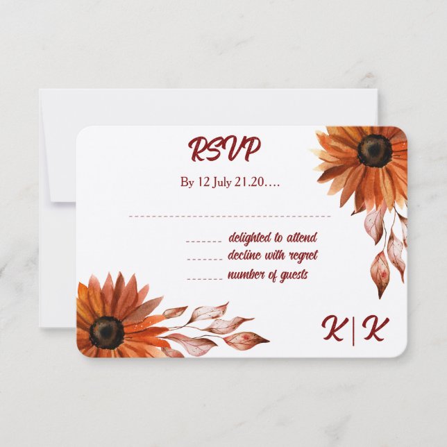 Rustikale und gemütliche Herbstkarte RSVP Karte (Vorderseite)